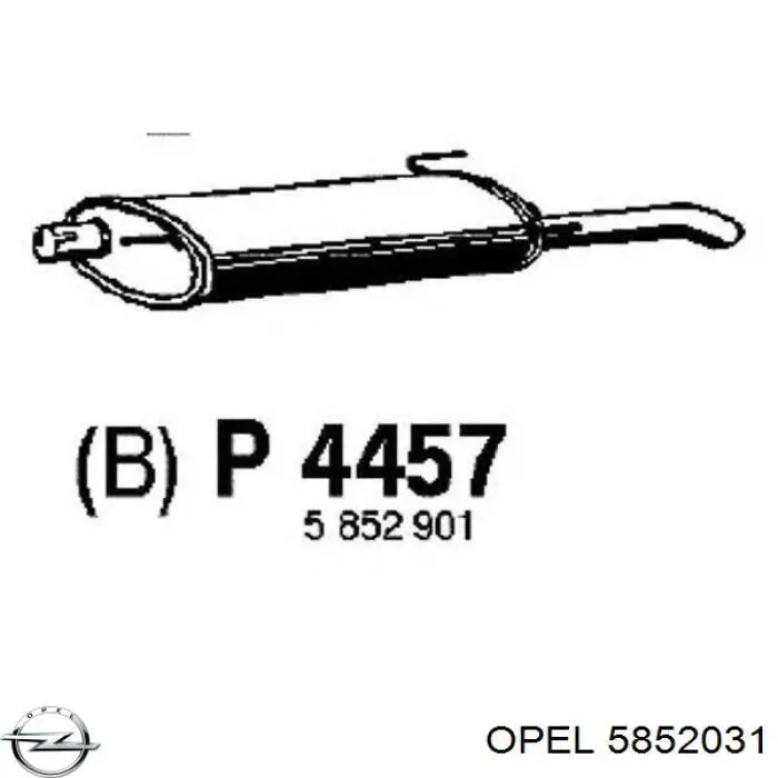 Глушитель, задняя часть 5852031 Opel