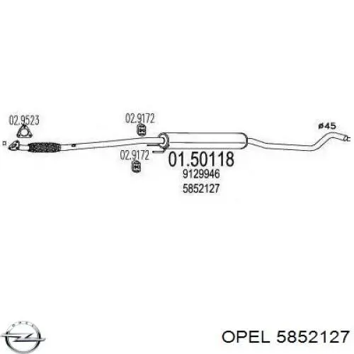 Купить 5852127 Opel Выхлоп центральный