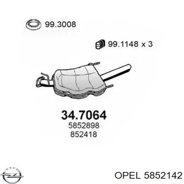 5852142 Opel Выхлопная труба