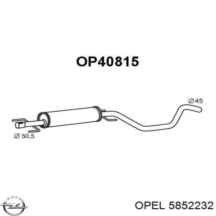 Глушитель, центральная часть Opel 5852232 цена, от 43.45 USD
