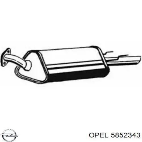 5852343 Opel глушитель, задняя часть