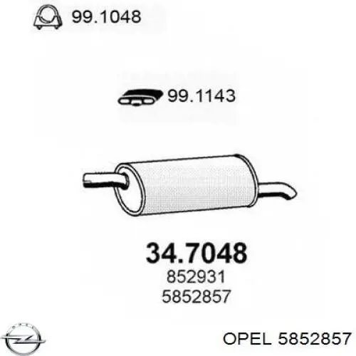 5852857 Opel Выхлопная труба