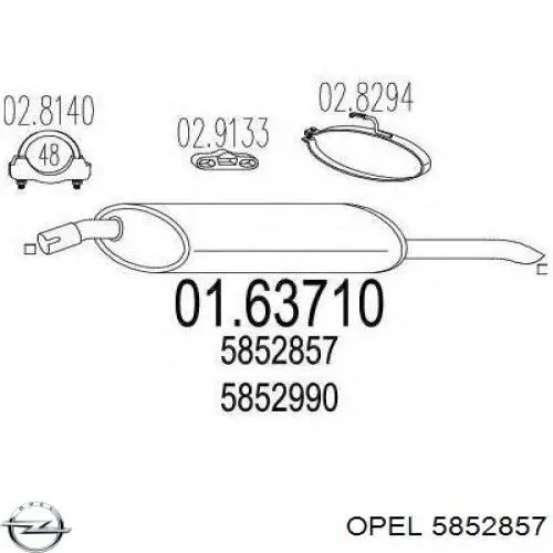 Выхлоп задний Opel 5852857 цена, от 43.09 USD
