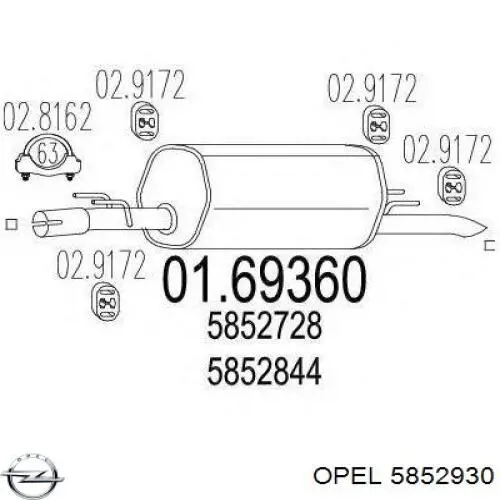 Выхлоп задний Opel 5852930 цена, от 27.83 USD