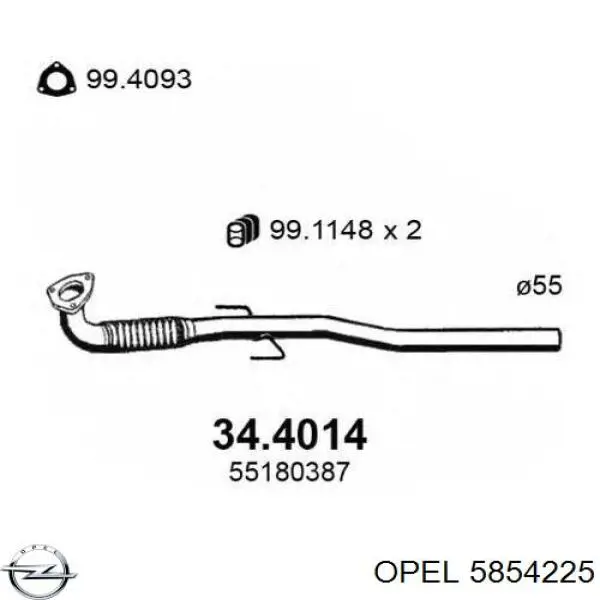 5854225 Opel silenciador, parte central