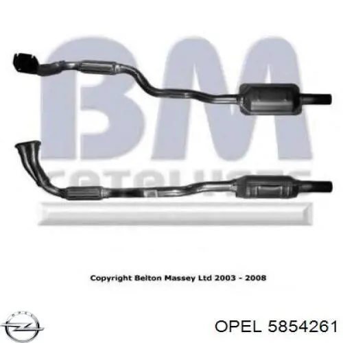 5854261 Opel труба приемная (штаны глушителя передняя)