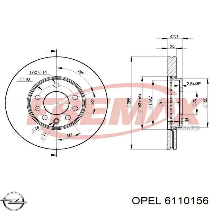  Opel 6110156 цена, от 73.02 USD
