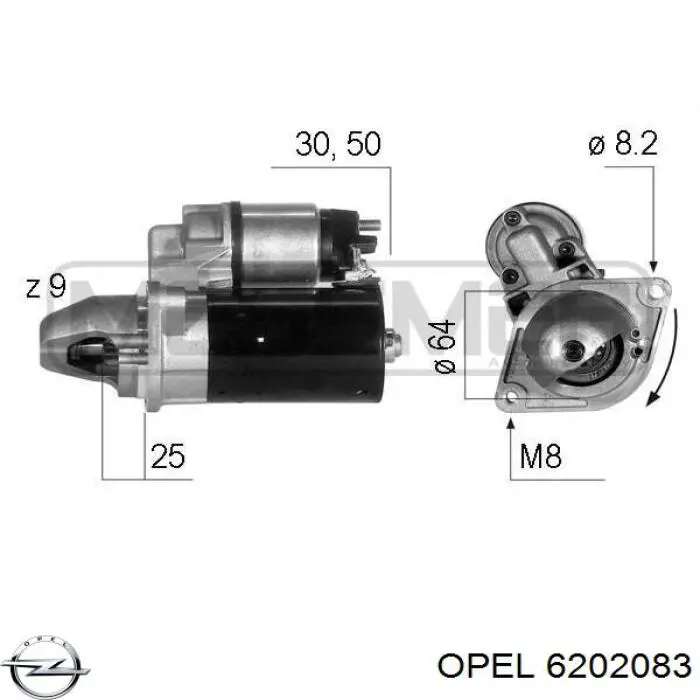 Стартер Opel 6202083 цена, от 33.82 USD