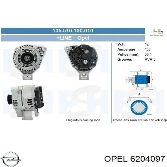 6204097 Opel генератор