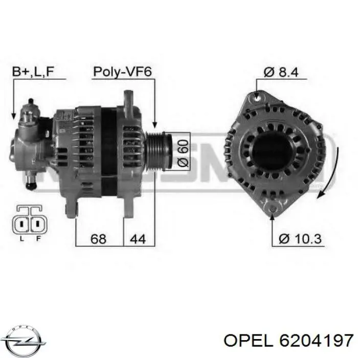 6204197 Opel генератор