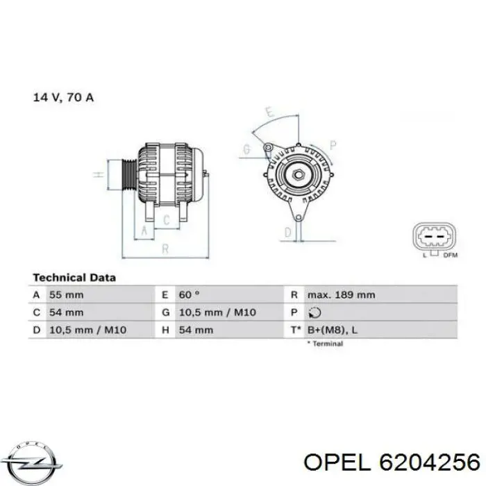 Купить 6204256 Opel Генератор