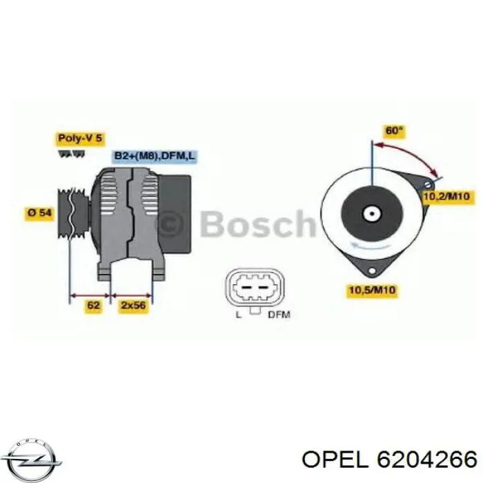 Автомобильный генератор Opel 6204266 цена, от 79.01 USD