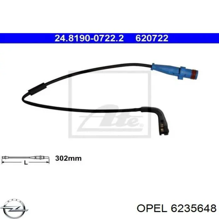 Датчик износа тормозных колодок передний 6235648 Opel