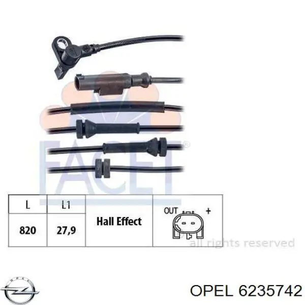 Датчик АБС передний 6235742 Opel