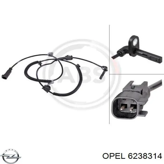 6238314 Opel датчик абс (abs задний левый)