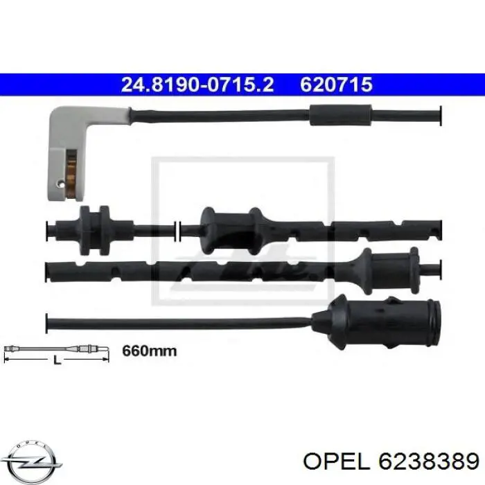 6238389 Opel датчик износа тормозных колодок передний