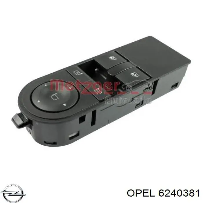 6240381 Opel unidade de botões dianteira esquerda de controlo de elevador de vidro