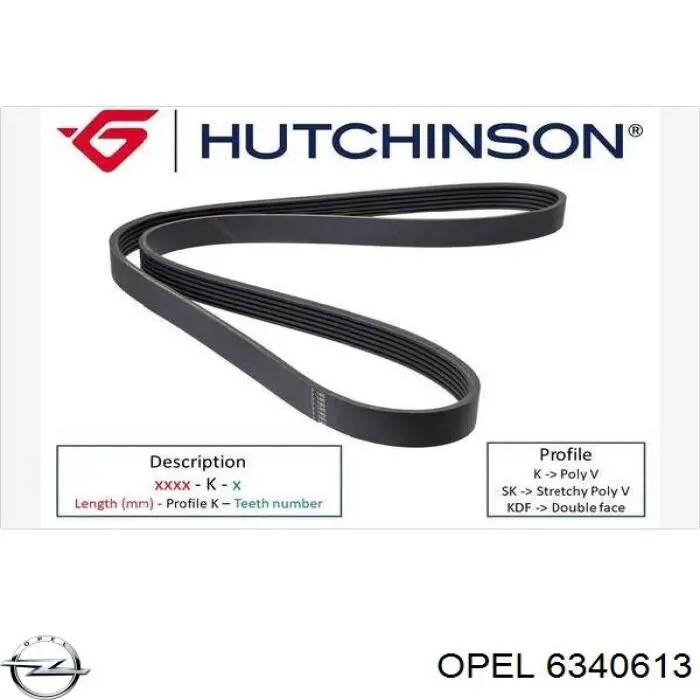 Клиновый ремень Opel 6340613 цена, от 12.94 USD