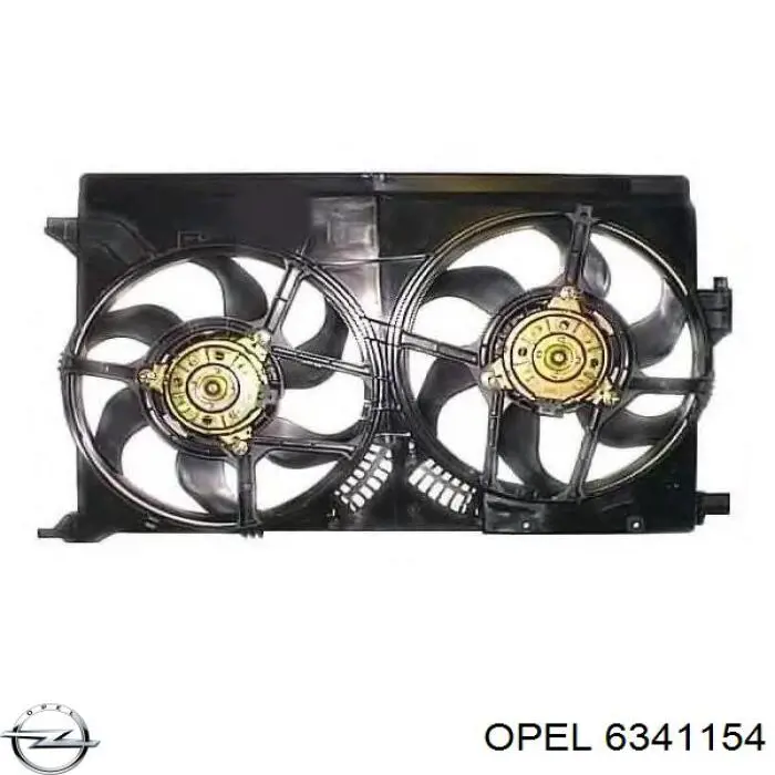 6341154 Opel диффузор радиатора охлаждения, в сборе с мотором и крыльчаткой
