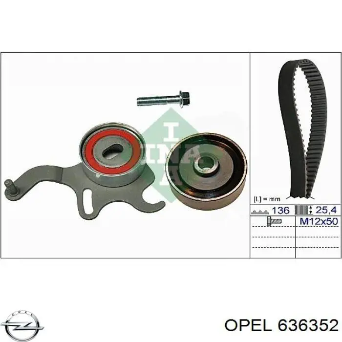 Зубчатый ремень Opel 636352 цена, от 15.41 USD