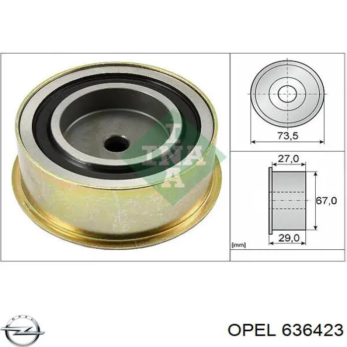 Обводной ролик ремня ГРМ Opel 636423 цена, от 36.64 USD