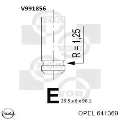 641369 Opel клапан выпускной
