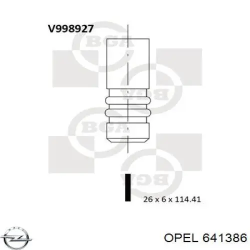 641386 Opel válvula de escape