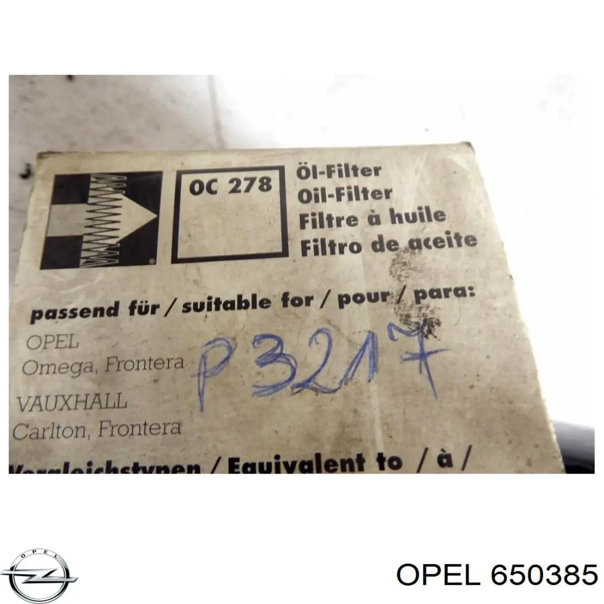 650385 Opel Масляный фильтр двигателя