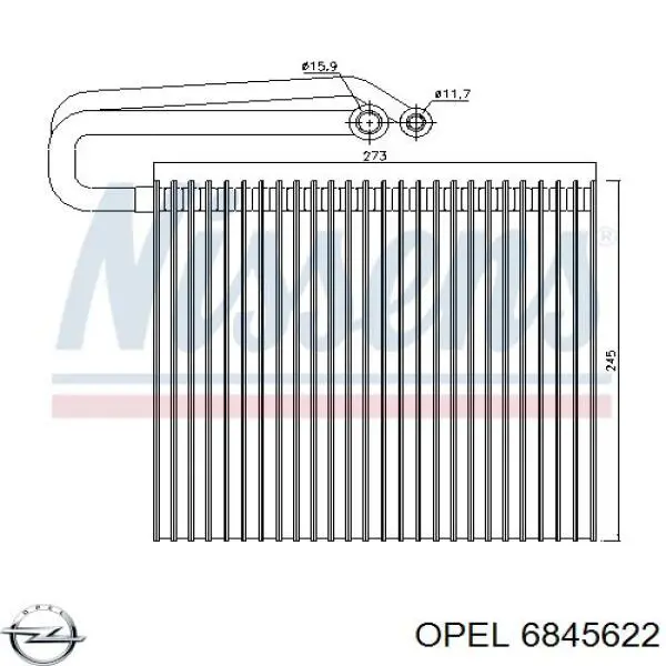Радиатор испарителя кондиционера Opel 6845622 цена, от 74.83 USD