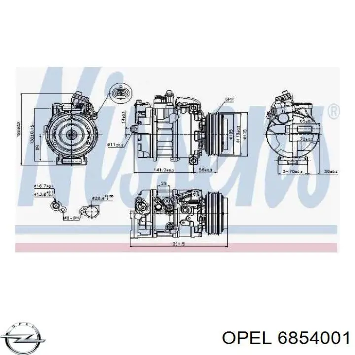 Купить 6854001 Opel Компрессор климатической установки