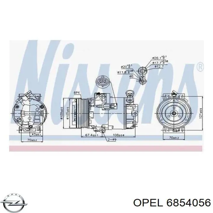 Компрессор кондиционера 6854056 Opel