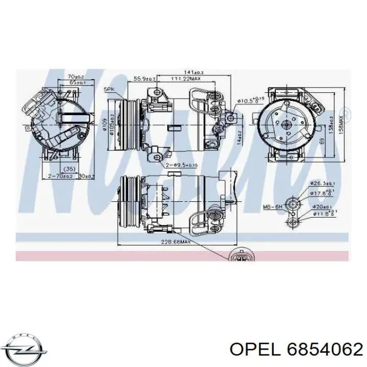 Компрессор кондиционера 6854062 Opel