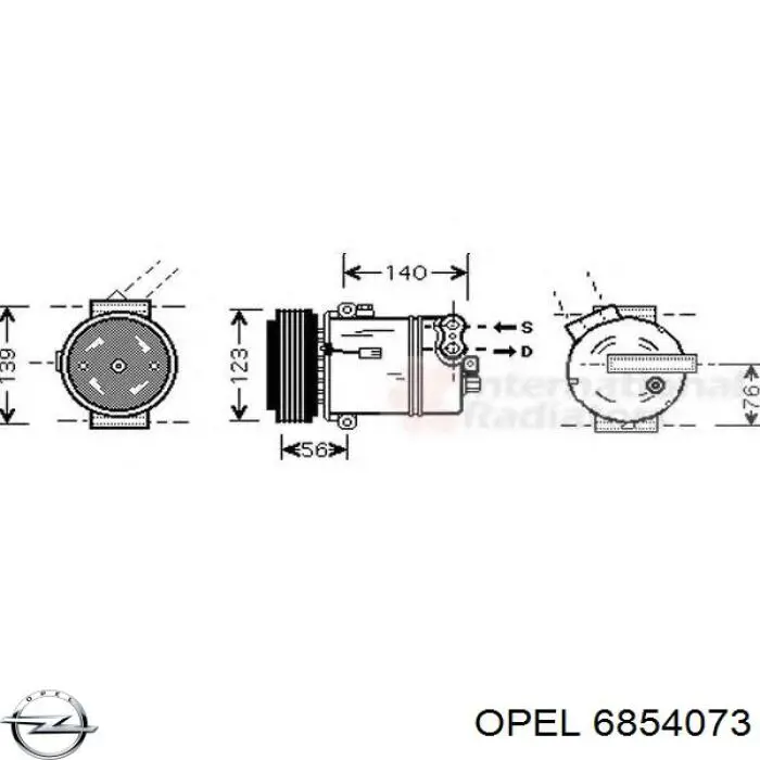 Компрессор системы кондиционирования Opel 6854073 цена, от 150.17 USD