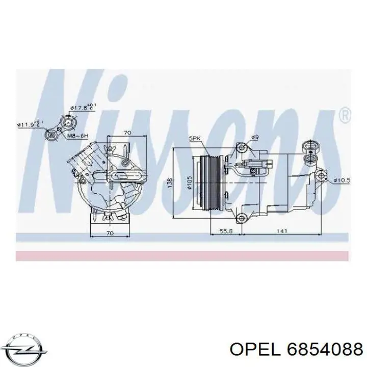 Компрессор кондиционера 6854088 Opel