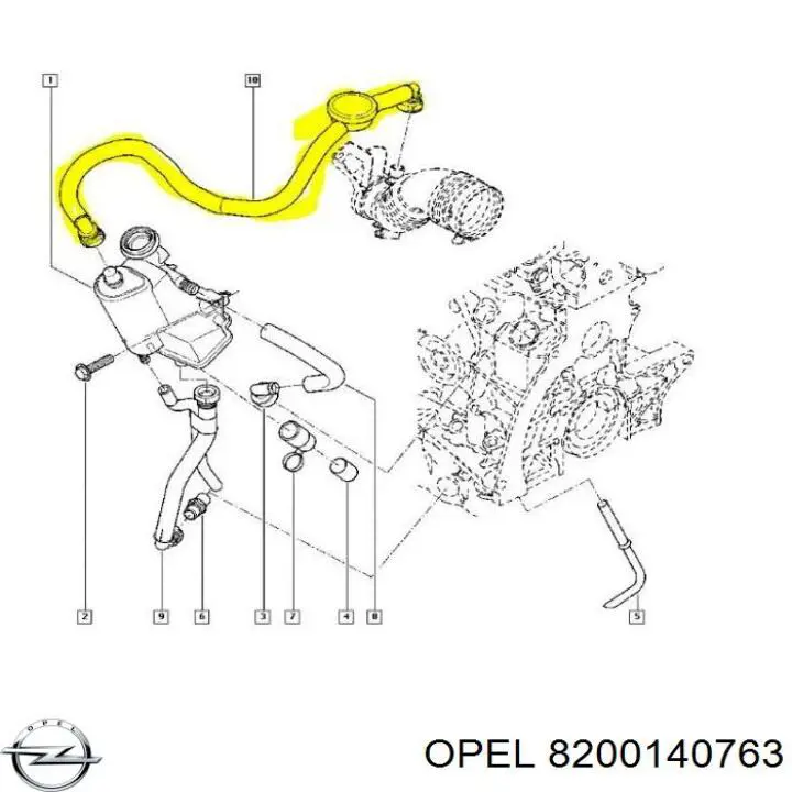 Клапан вентиляции картерных газов 8200140763 Opel
