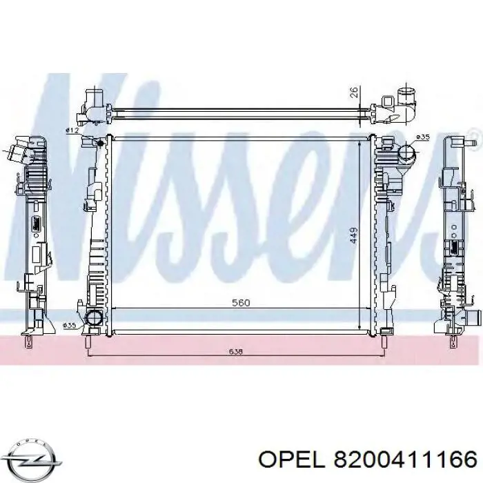 Радиатор 8200411166 Opel