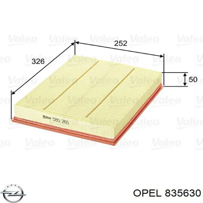 Элемент воздушного фильтра Opel 835630 цена, от 11.41 USD