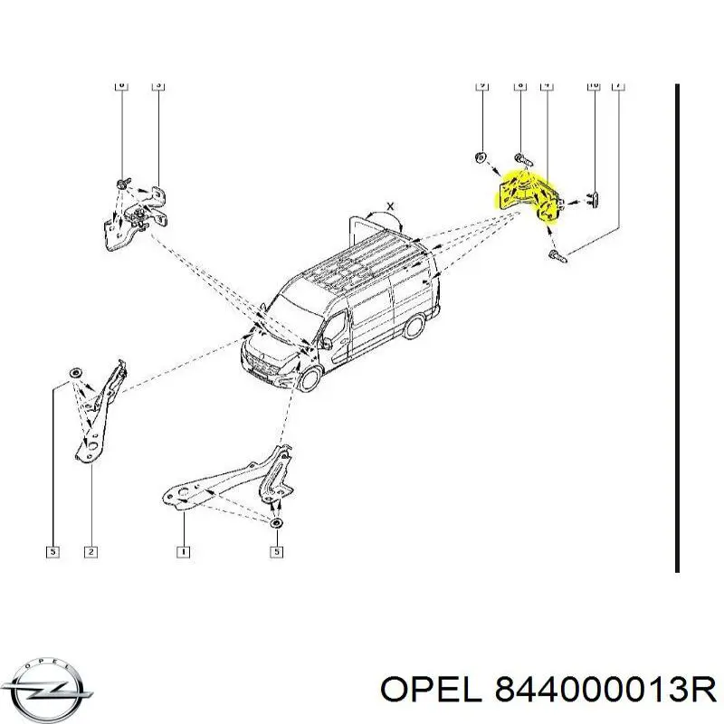 844000013R Opel gozno da porta traseira (batente)