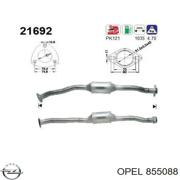 Купить 855088 Opel Преобразователь отработавших газов