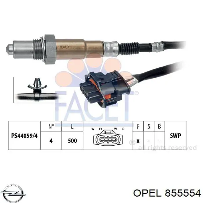 855554 Opel лямбда-зонд, датчик кислорода после катализатора
