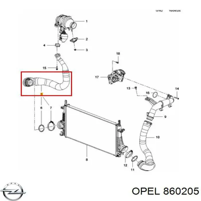 Купить 860205 Opel Патрубок интеркулера