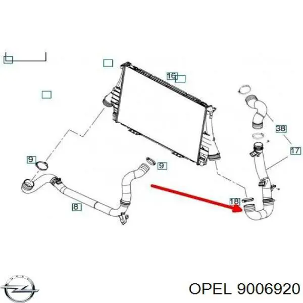 9006920 Opel Патрубок интеркуллера