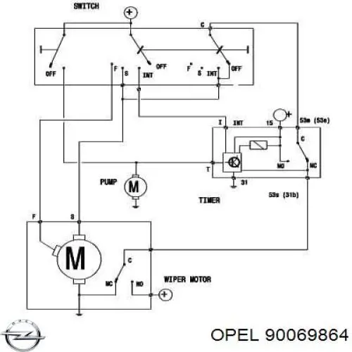 Реле стеклоочистителя Opel 90069864