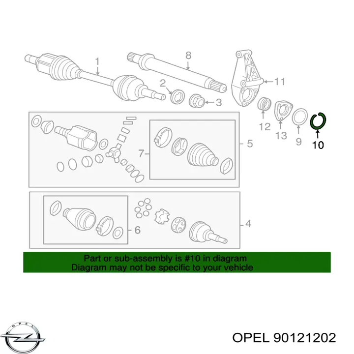 374038 Opel Полуось передняя, правая