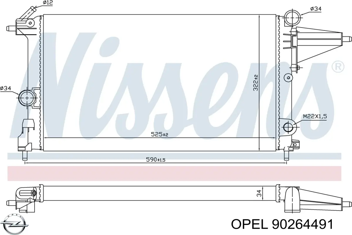 Купить 90264491 Opel Радиатор водяной