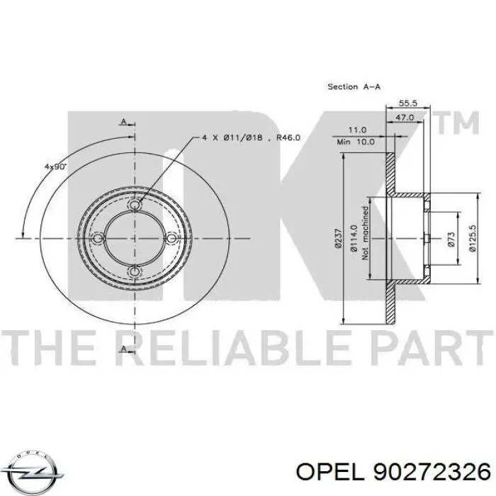 90272326 Opel Диск тормозной передний