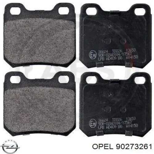 Купить 90273261 Opel Колодки тормозные задние, дисковые