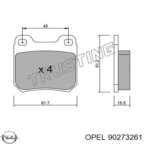 90273261 Opel Колодки тормозные дисковые комплект