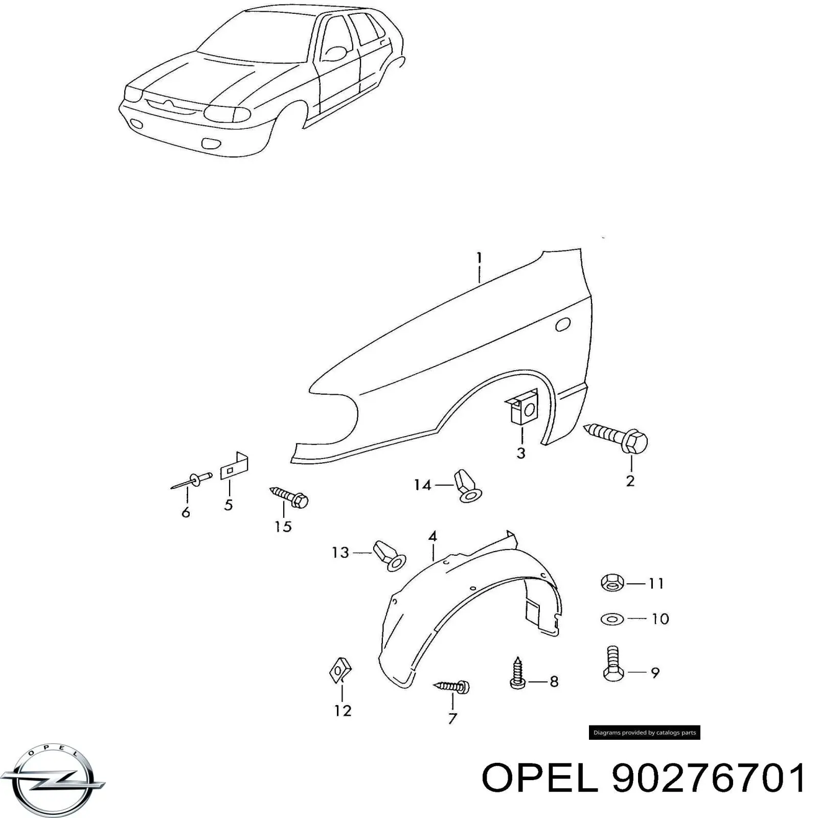 Suporte superior do radiador (painel de montagem de fixação das luzes) para Opel Omega (16, 17, 19)