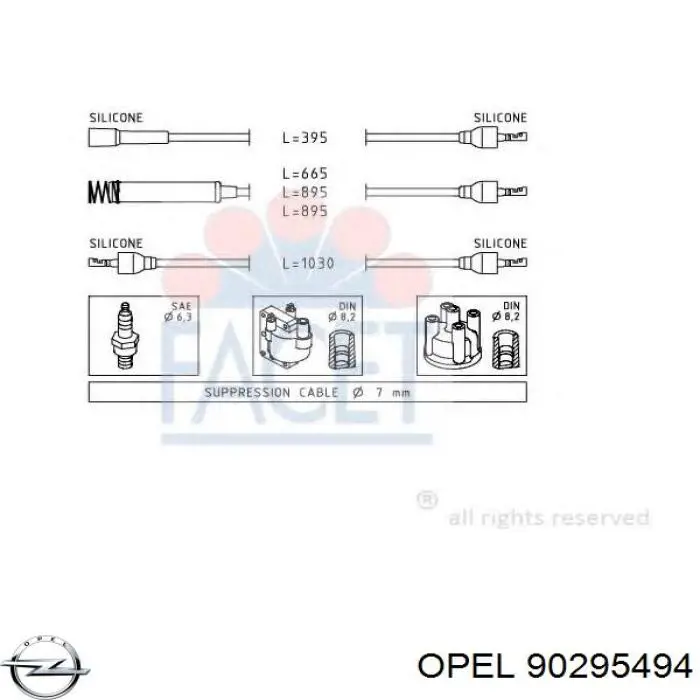 Купить 90295494 Opel Провода высокого напряжения